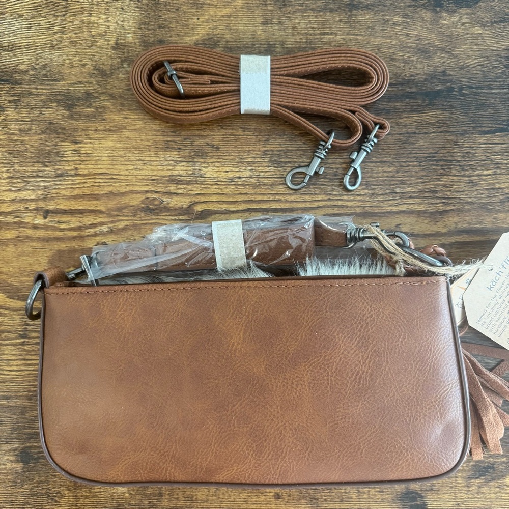 CatchFly Hair on Hide Western Shoulder Bag-Cowhide Leather Clutch NWT - Picture 2 of 11